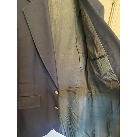 Adams Row Navy Blue Blazer Men's 39R Single Breasted 2 Button Vintage - Picture 9 of 10